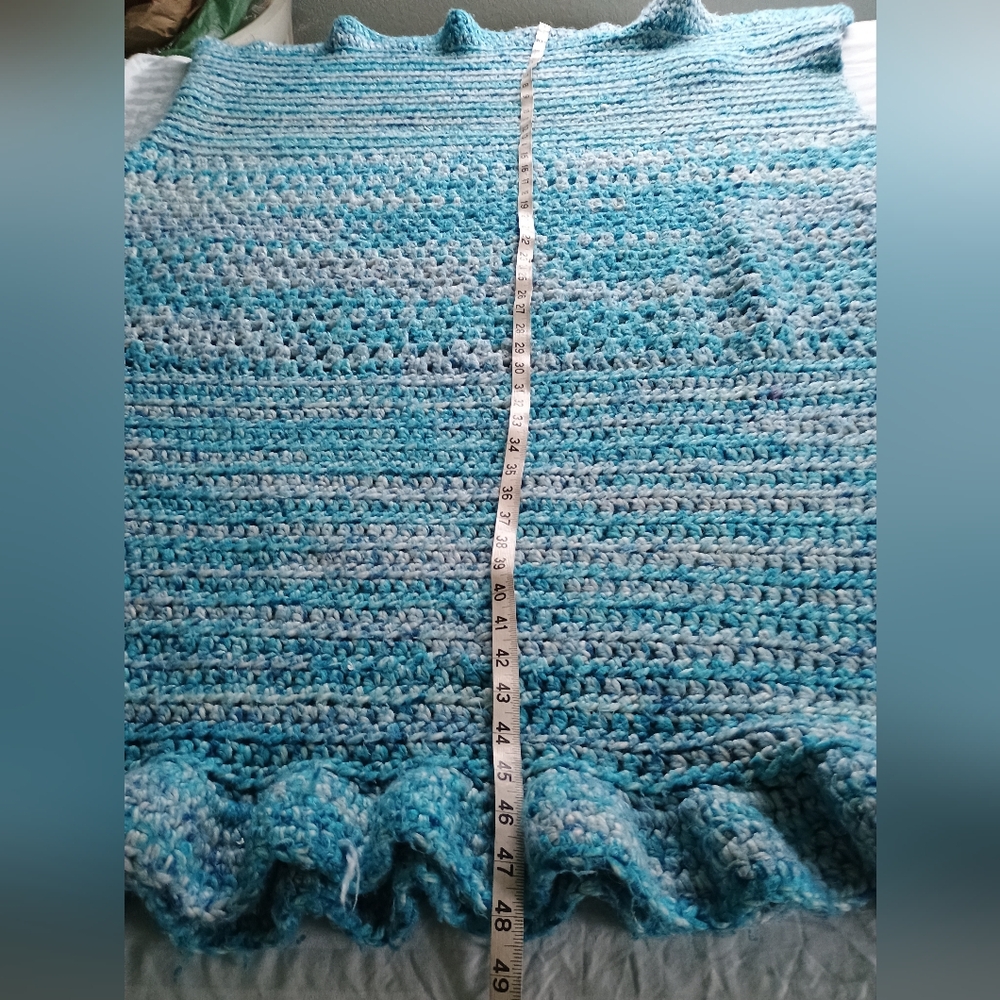 Unique Large Hand Crocheted Artisan Afghan Blanket, 48" X 74"